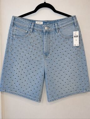 Pilcro Light Blue Studded Denim Shorts